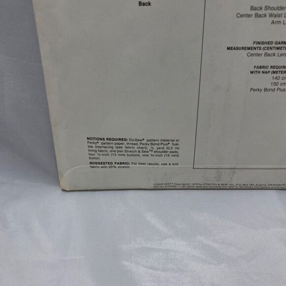 1979 Stretch and Sew One Button Blazer Design Patterns By Ann Person - Picture 8 of 9